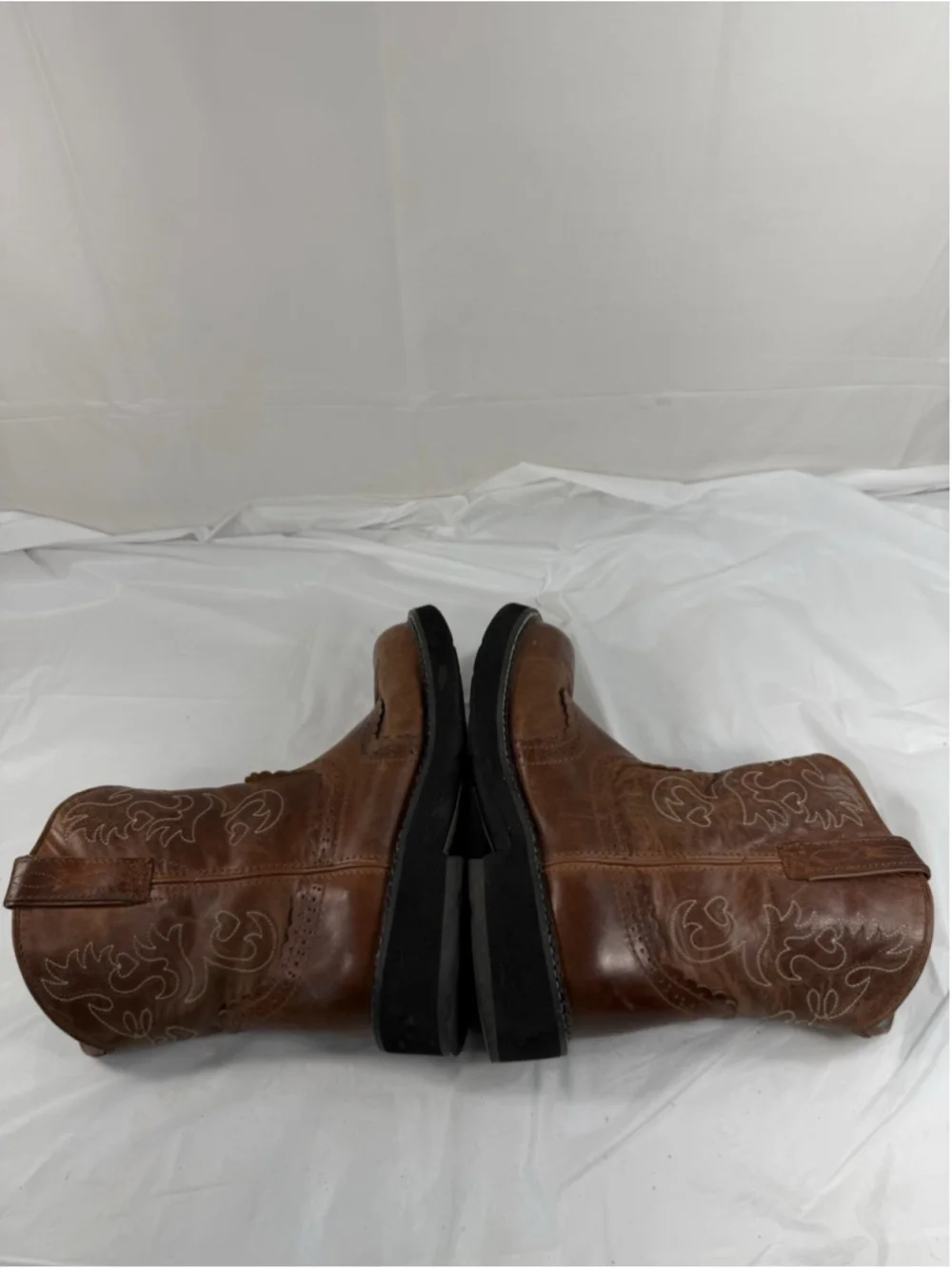 Ariat Fatbaby Saddle Boots Womens 10 Tan Leather Heart Western Cowgirl Rustic